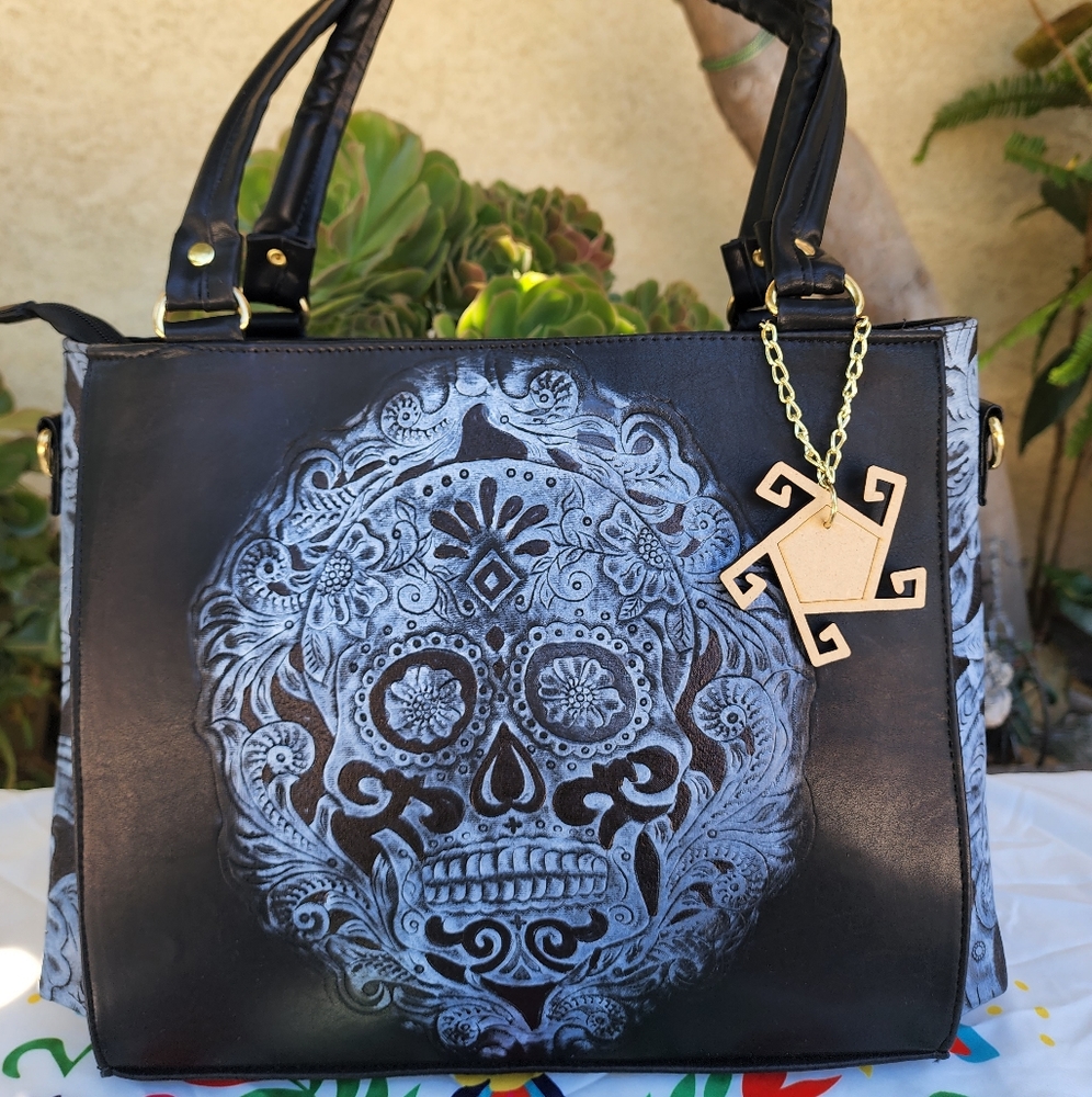 Sugar skull shoulder bag